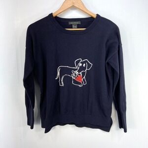 French Connection Le Weenie Crew Neck Long Sleeve Sweater Navy Blue Womens Small
